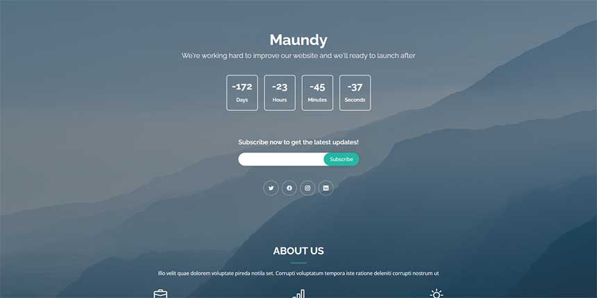 倒计时即将推出的Bootstrap自适应单页网站模板 倒计时即将推出的Bootstrap自适应单页网站模板