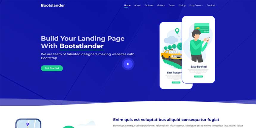 Bootstrap框架的着陆页模板